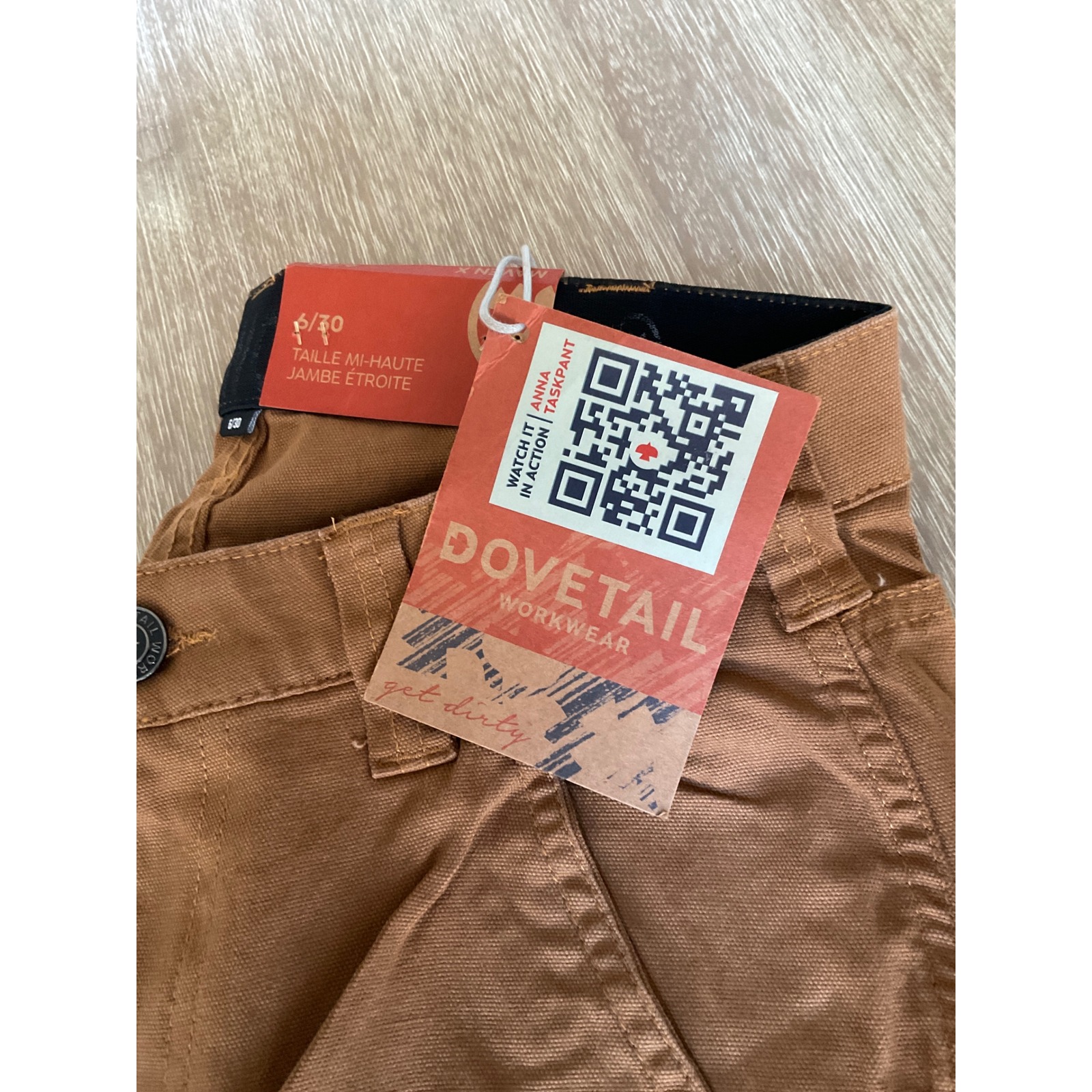 Dovetail Workwear Maven X Pantalon Pant Saddle Brown Canvas Size 6/30 New W/ Tag — image 6 of 7